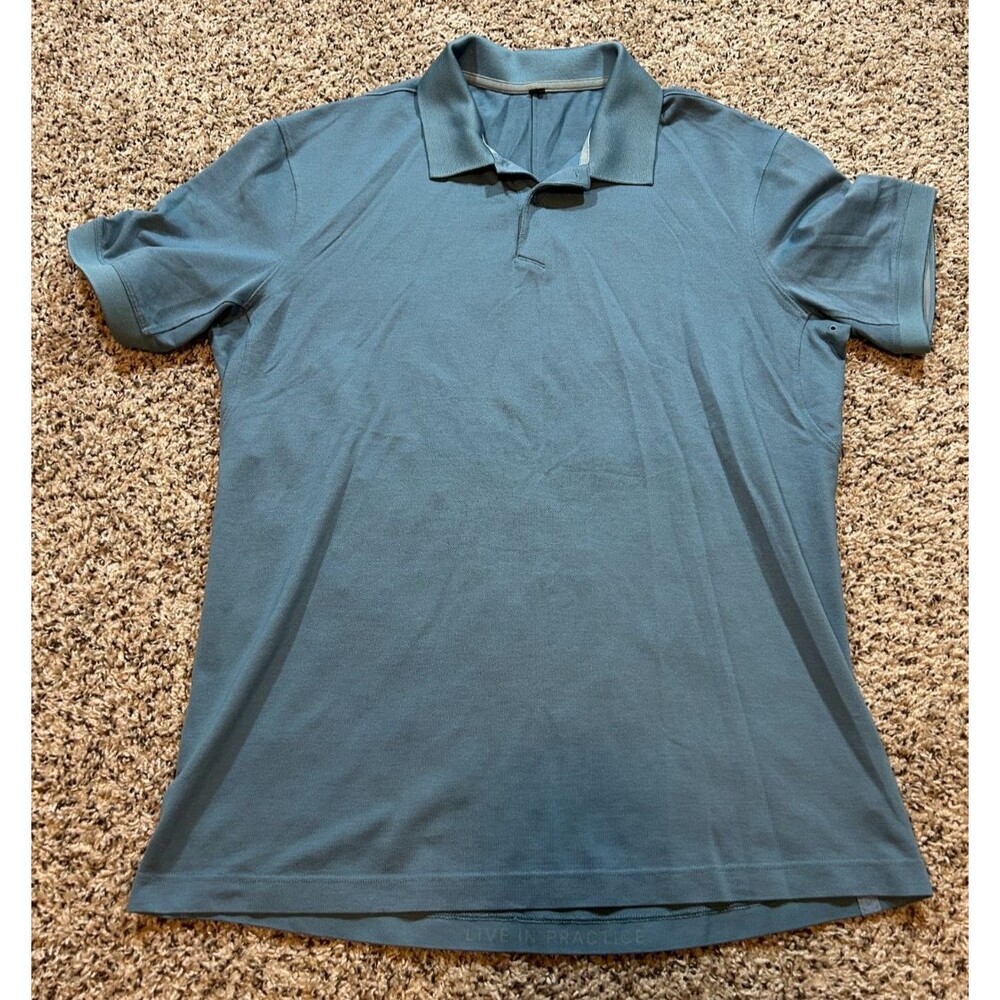 Lululemon Classic Fit Pique Polo Size Large Men Blue (X1)